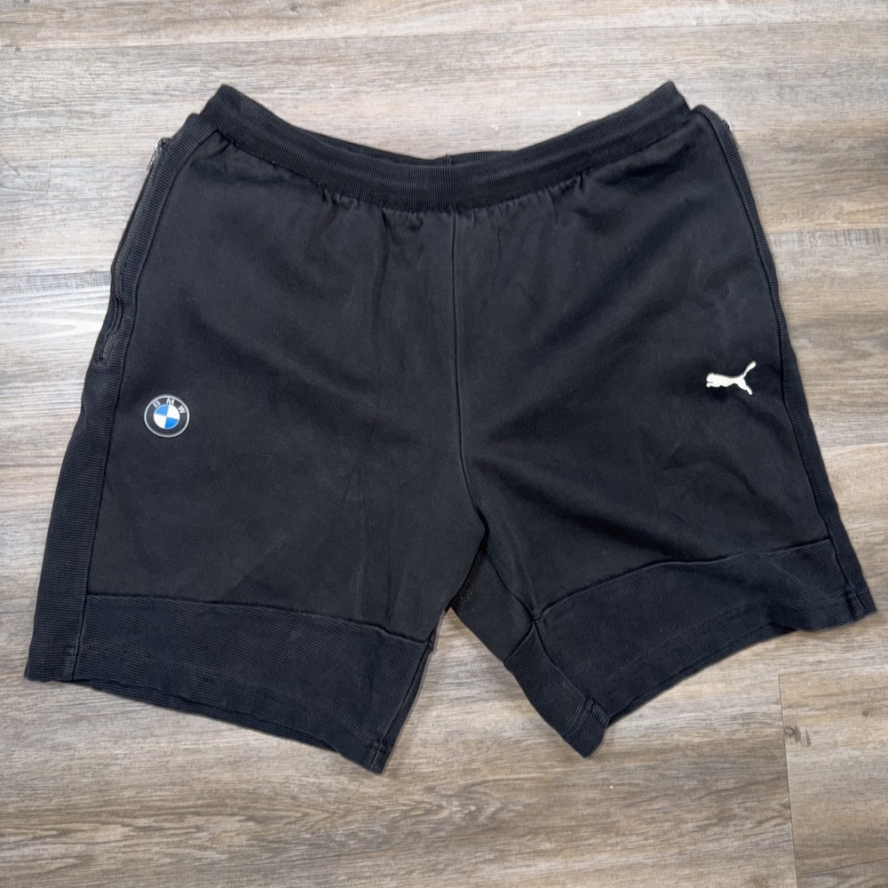 Puma BMW Motorsport Shorts Mens Large Black Athletic Sweat Shorts Gym Workout